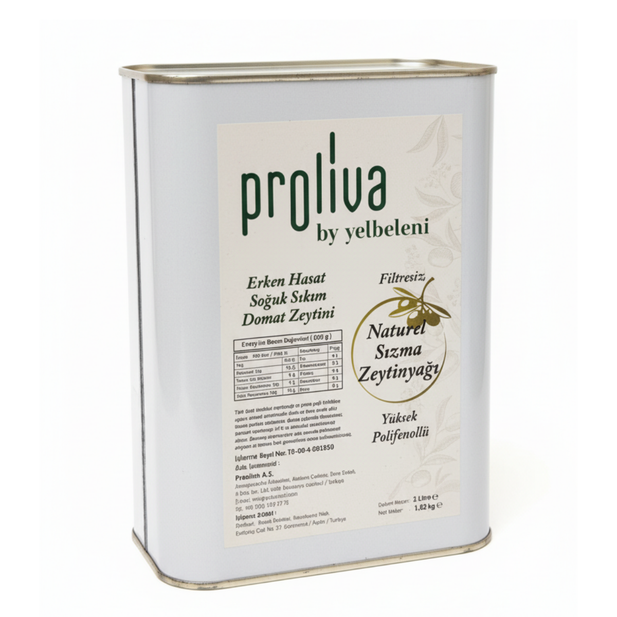 Erken Hasat Soğuk Sıkım Domat Zeytinyağı 2 lt